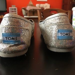 Toms Classic Silver Sparkle Shoes